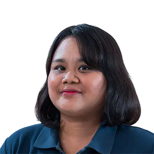 LIMAJARI Cargo Team Member – Fabiola Air Cargo & Courier and Sea freight FCL Specialist Fabiola, air cargo, courier, and sea freight FCL specialist at Limajari Cargo, smiling in a navy blue company uniform."