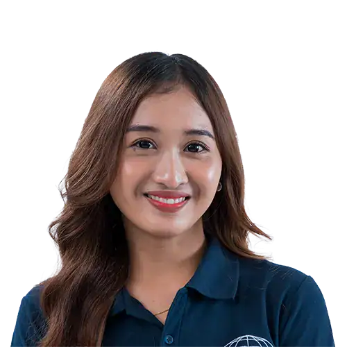 LIMAJARI Cargo Team Member – Natalia Air Cargo & Courier Specialist Natalia, air freight specialist at Limajari Cargo, smiling in a navy blue company uniform.