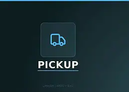 Title graphic for the Limajari Cargo pickup service, showing a cyan delivery truck icon above the word pickup on a dark background.