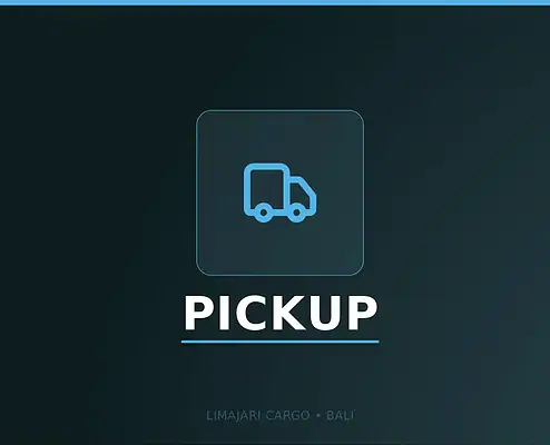 Title graphic for the Limajari Cargo pickup service, showing a cyan delivery truck icon above the word pickup on a dark background.