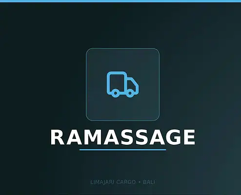 Visuel titre du service d'enlèvement de Limajari Cargo, montrant une icône de camion de livraison cyan au-dessus du mot ramassage sur un fond sombre.