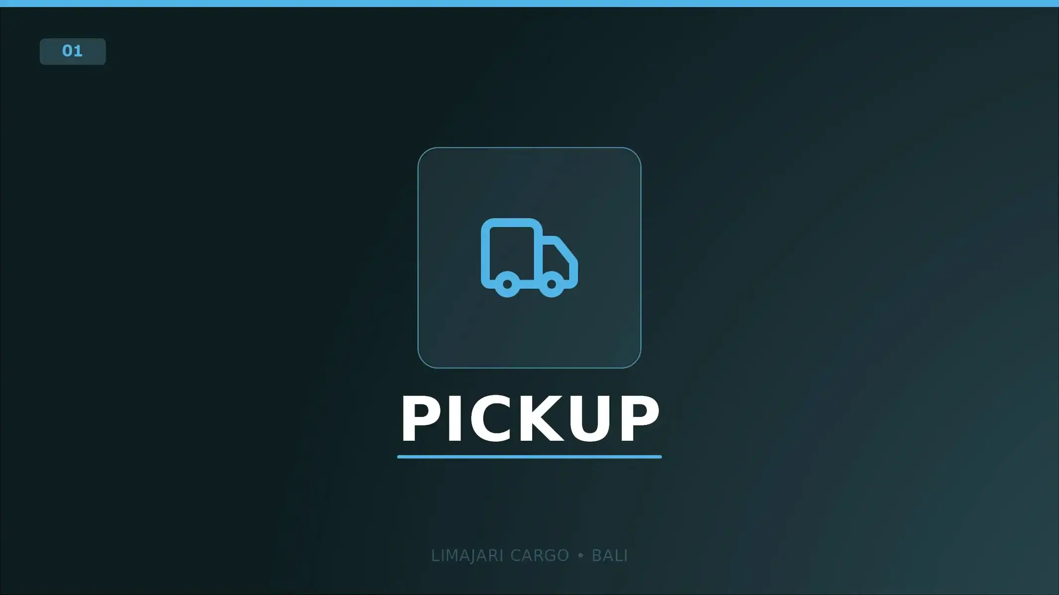 Title graphic for the Limajari Cargo pickup service, showing a cyan delivery truck icon above the word pickup on a dark background.