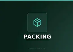 Title graphic for the Limajari Cargo packing service, showing a teal box icon above the word packing on a dark background.