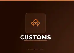 Title graphic for the Limajari Cargo export customs service, showing an orange icon above the word customs on a dark background.
