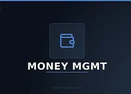 Title graphic for the Limajari Cargo money management service, showing a purple wallet icon above the word money management on a dark background.